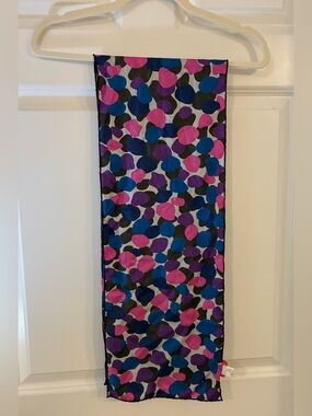 Vintage Echo Silk Abstract Dot Scarf Pink, Blue, Purple, Black